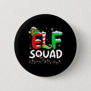 Badge Rond 5 Cm Elf Famille de Noël Correspondant Pyjamas Xmas Elf