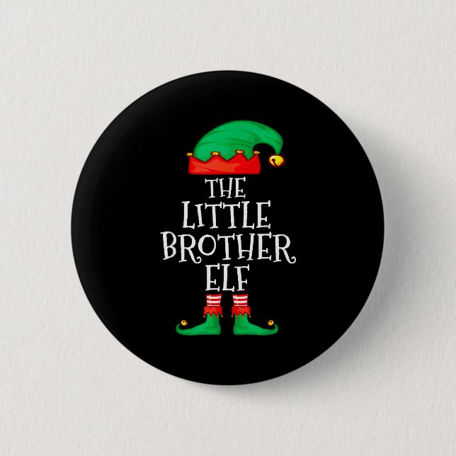 Badge Rond 5 Cm Elf Family Christmas Little Brother Elf Sweater Me (Devant)