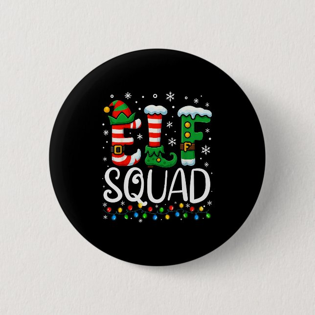 Badge Rond 5 Cm Elf Family Christmas Matching Pajamas Xmas Elf Squ (Devant)