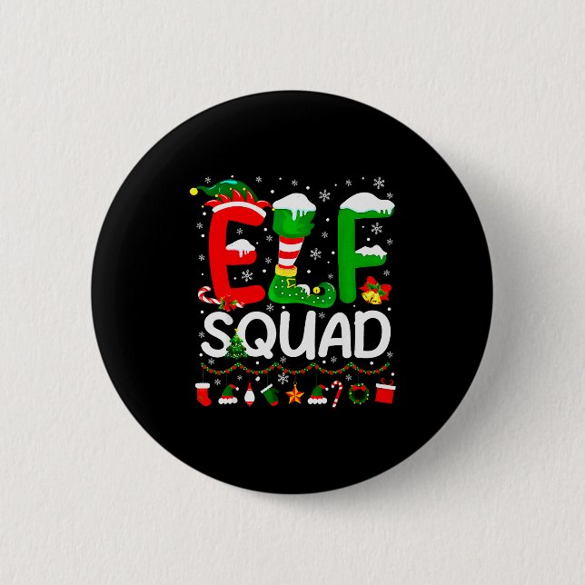 Badge Rond 5 Cm Elf Squad Christmas Family Matching Xmas Elf Pajam (Devant)
