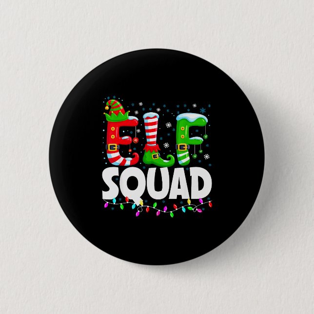 Badge Rond 5 Cm Elf Squad Christmas Family Matching Xmas Pajamas  (Devant)