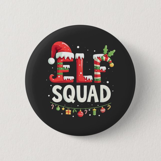 Badge Rond 5 Cm Elf Squad Drôle Correspondant (Devant)