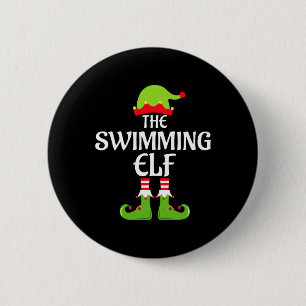 Badge Rond 5 Cm Elfe de natation Famille jumelée Groupe Noël