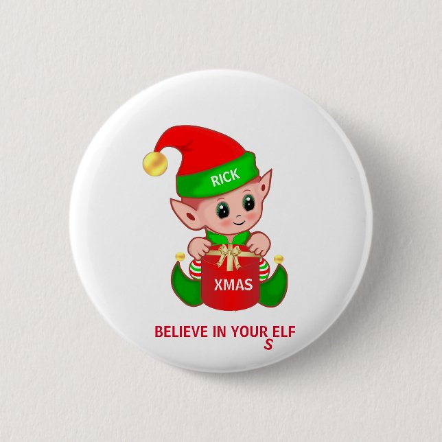 Badge Rond 5 Cm Elfe de Noël mignon (Devant)