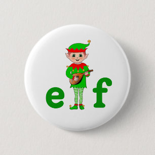 Badge Rond 5 Cm Elfe Musical Moderne sur Fond Blanc