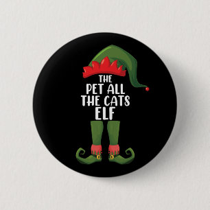 Badge Rond 5 Cm Elfe qui caresse tous les chats Noël en famille as