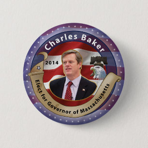 Badge Rond 5 Cm Élisez Baker de Charles pour le gouverneur du