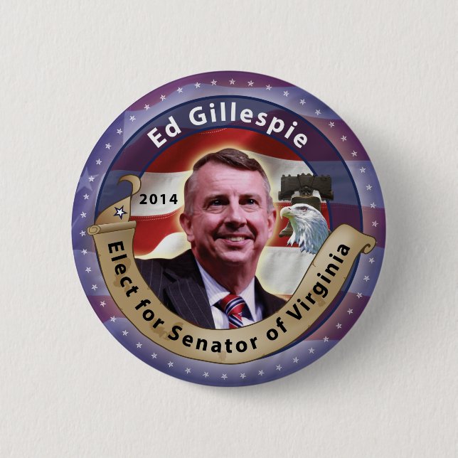 Badge Rond 5 Cm Élisez Ed Gillespie pour le sénateur de la (Devant)