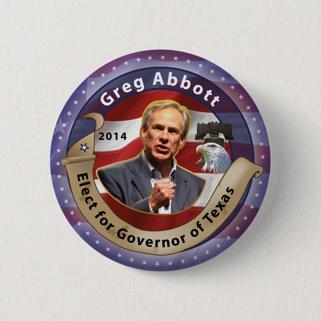 Badge Rond 5 Cm Élisez Greg Abbott pour le gouverneur du Texas - (Devant)