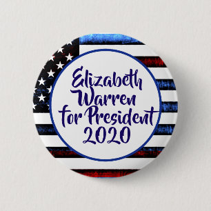 Badge Rond 5 Cm Elizabeth Warren pour la présidente 2020