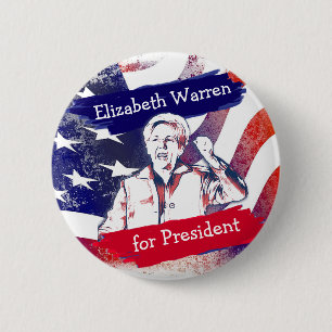 Badge Rond 5 Cm Elizabeth Warren pour l'élection présidentielle de