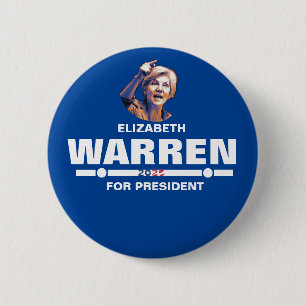 Badge Rond 5 Cm Elizabeth Warren, présidente