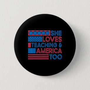 Badge Rond 5 Cm Elle Adore L'Enseignement Et L'Amérique Aux Enseig
