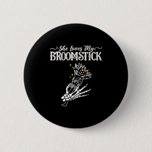 Badge Rond 5 Cm Elle aime mon balai Je l'aime Couple de citrouille