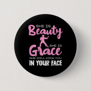 Badge Rond 5 Cm Elle Est Beauté Elle Est Grace Karate Drôle Citati