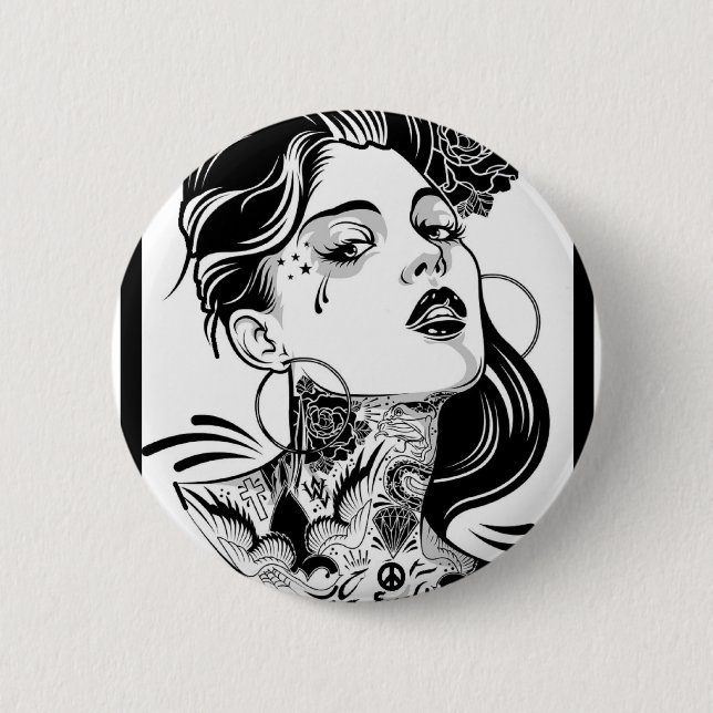 BADGE ROND 5 CM ELLE EST ENVIRON (Devant)