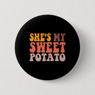 Badge Rond 5 Cm Elle est ma pomme de terre douce I Yam Couples Val