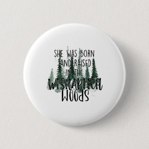 Badge Rond 5 Cm Elle est née et a grandi dans un camping-car Wisha