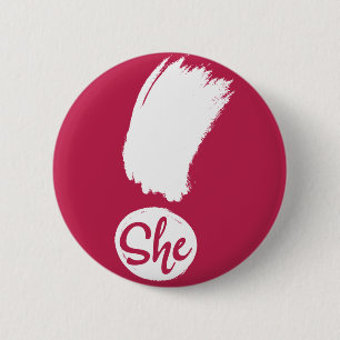 Badge Rond 5 Cm Elle Exclamation White Design Pin