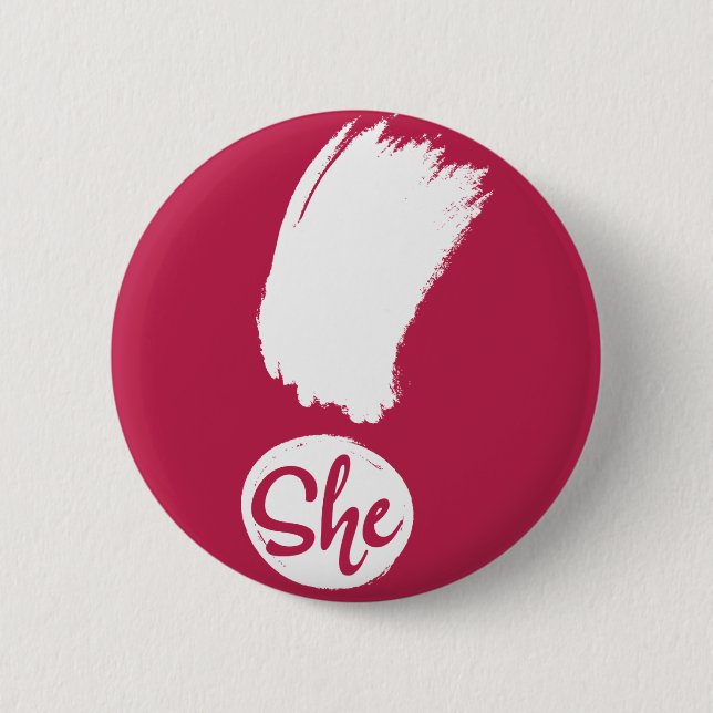 Badge Rond 5 Cm Elle Exclamation White Design Pin (Devant)