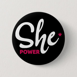 Badge Rond 5 Cm Elle Power White Design Pin