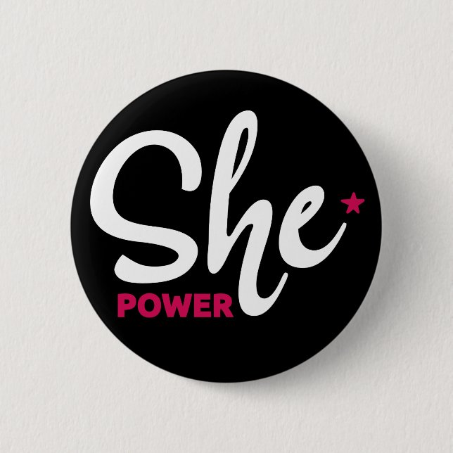 Badge Rond 5 Cm Elle Power White Design Pin (Devant)