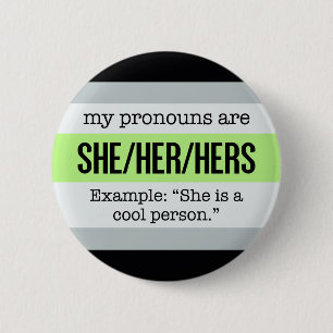 Badge Rond 5 Cm Elle/ses pronoms - drapeau d'Agender