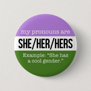 Badge Rond 5 Cm Elle/ses pronoms - drapeau de Genderqueer