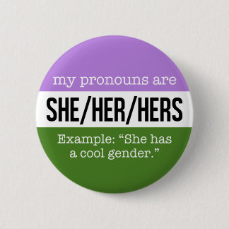 Badge Rond 5 Cm Elle/ses pronoms - drapeau de Genderqueer