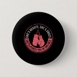 Badge Rond 5 Cm Elle vous donnera un coup de poing dans la boxe fi