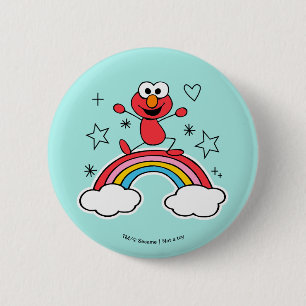 Badge Rond 5 Cm Elmo Rainbow Doodley Graphic