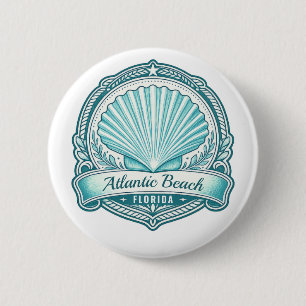 Badge Rond 5 Cm Emblème côtier d'Atlantic Beach FL coquillage