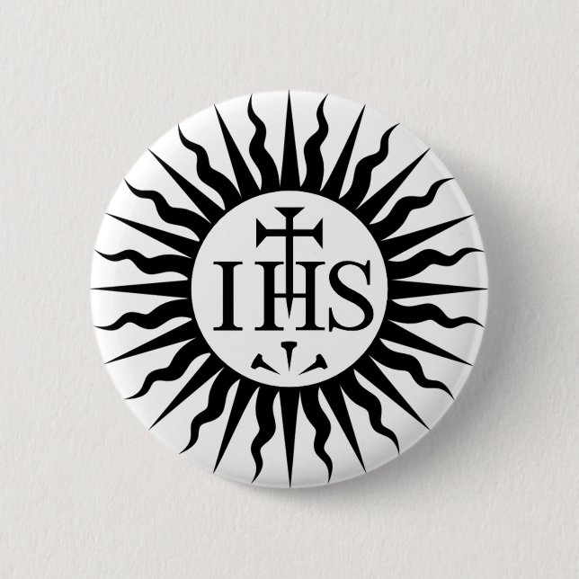 Badge Rond 5 Cm Emblème de la Compagnie de Jésus Monogramme (Devant)