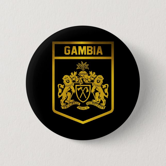 Badge Rond 5 Cm Emblème de la Gambie (Devant)