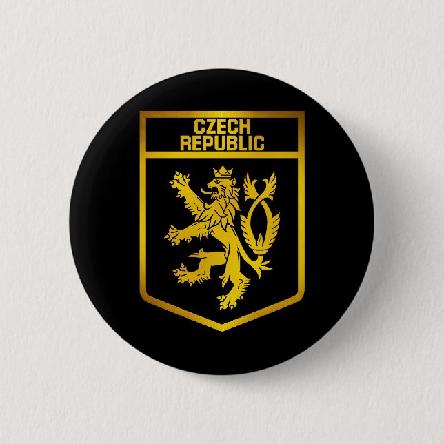 Badge Rond 5 Cm Emblème de la République tchèque (Devant)