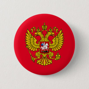 Badge Rond 5 Cm Emblème de l'aigle jaune impérial russe à double t