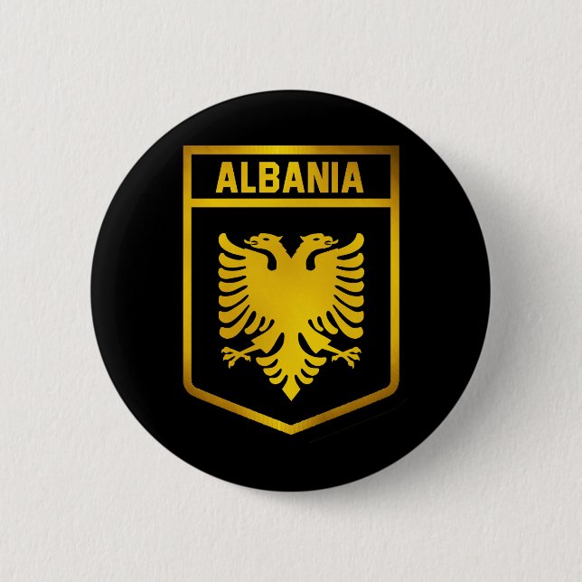 Badge Rond 5 Cm Emblème de l'Albanie (Devant)