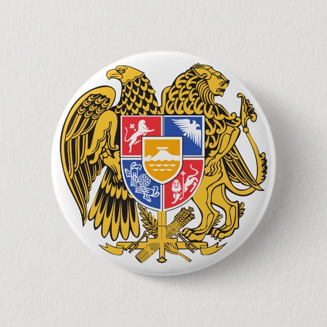 Badge Rond 5 Cm emblème de l'arménie (Devant)