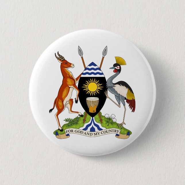 Badge Rond 5 Cm emblème de l'ouganda (Devant)