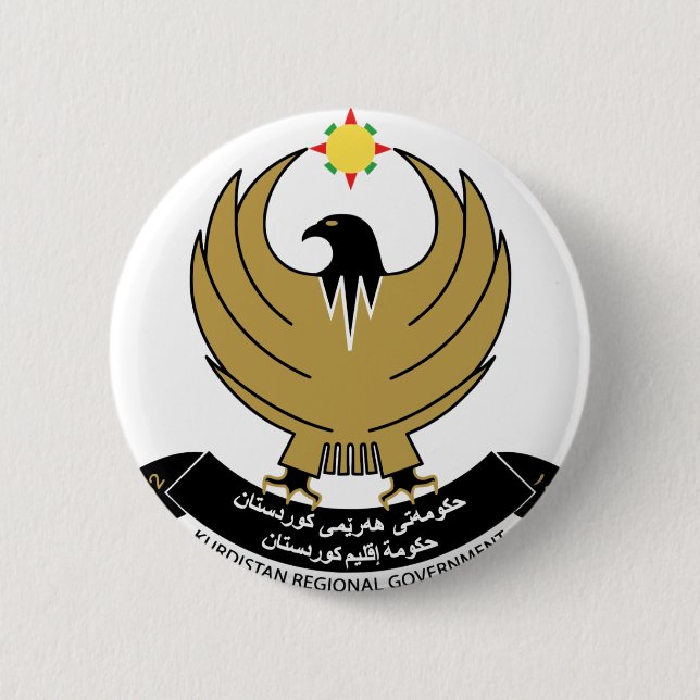 Badge Rond 5 Cm emblème du Kurdistan (Devant)