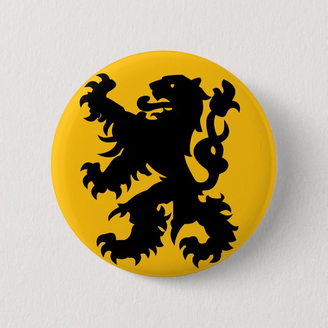 Badge Rond 5 Cm Emblème du Lion flamand (Devant)