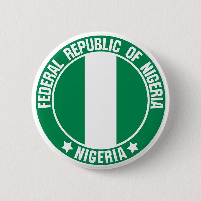 Badge Rond 5 Cm Emblème du Nigeria (Devant)