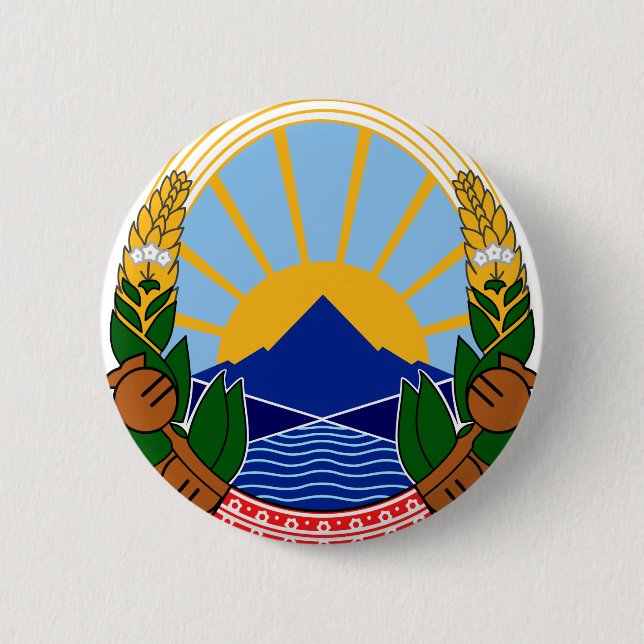 Badge Rond 5 Cm emblème du nord de la Macédoine (Devant)