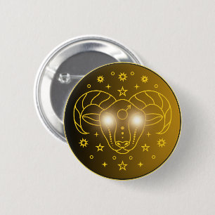Badge Rond 5 Cm Emblème du zodiaque Bélier Symbole céleste minim