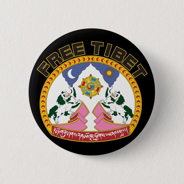 Badge Rond 5 Cm Emblème libre du Thibet (Devant)