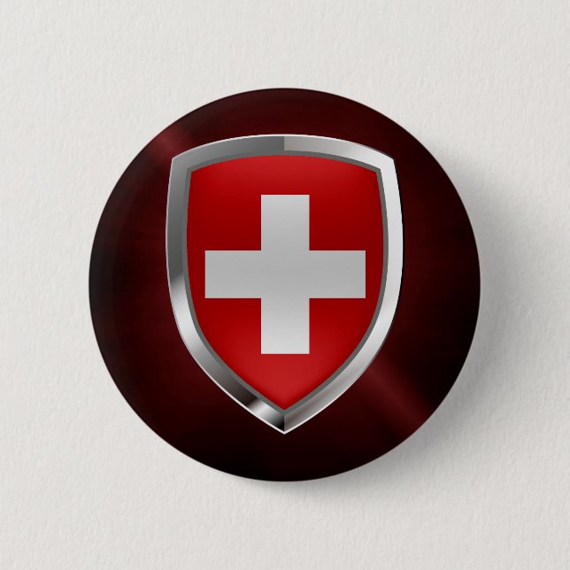 Badge Rond 5 Cm Emblème métallique de la Suisse (Devant)