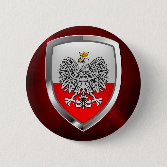 Badge Rond 5 Cm Emblème métallique de Pologne (Devant)