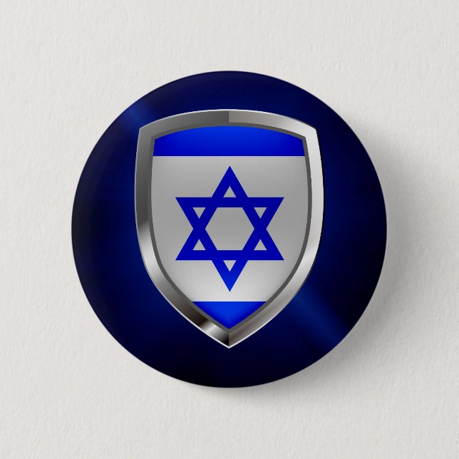 Badge Rond 5 Cm Emblème métallique d'Israël (Devant)