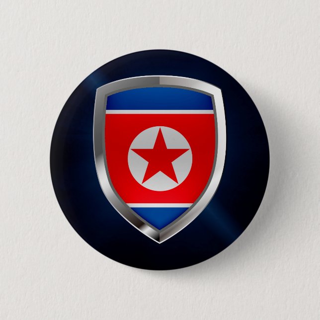 Badge Rond 5 Cm Emblème métallique nord-coréen (Devant)