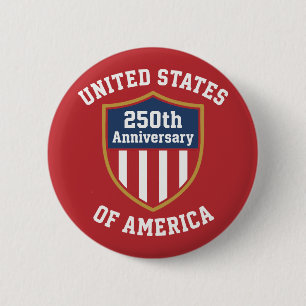 Badge Rond 5 Cm Emblème Minimaliste 250e Anniversaire des États-Un